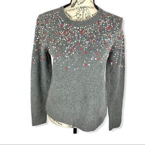 Halogen Grey Palletted Wool pullover Sweater